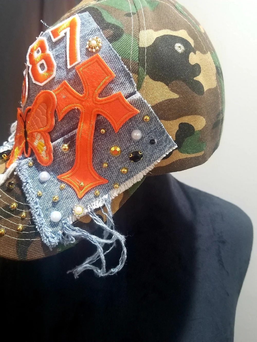 FAMU Camouflage Butterfly Patch Cap with Embellishments - Orange Accent